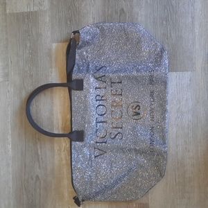 Victorias Secret  VS tote Bag weekender  duffle  xl silver glittery